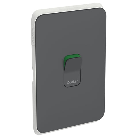 Clipsal Iconic Switch Plate Skin 1 Gang COOKER Horizontal/Vertical Anthracite - 3041/45C-AN - ARCK Electrical Wholesale Supplies