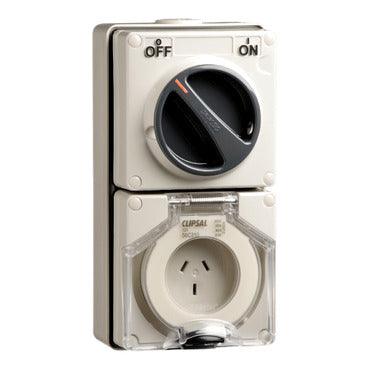 Clipsal 56 Series Flat 3 Pin 10A Switched Socket Grey - 56C310-GY