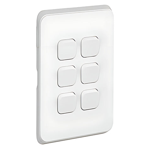 Clipsal Iconic 6 Gang Switch Skin Extra Vivid White - 3046C-XW - ARCK Electrical Wholesale Supplies