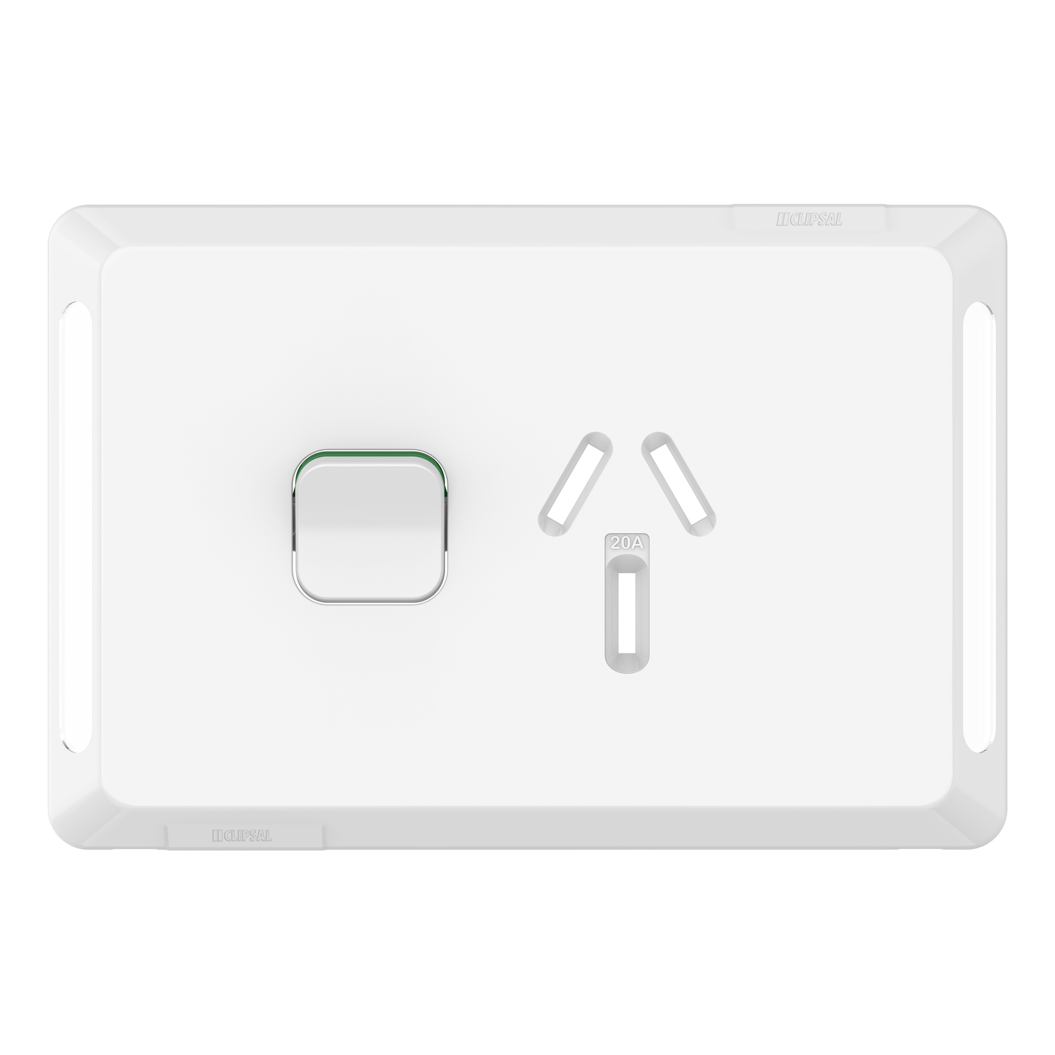 Clipsal Pro Series Single Power Point Skin Horizontal Mount 250V 20A Extra Vivid White - P3015-20C-XW - ARCK Electrical Wholesale Supplies