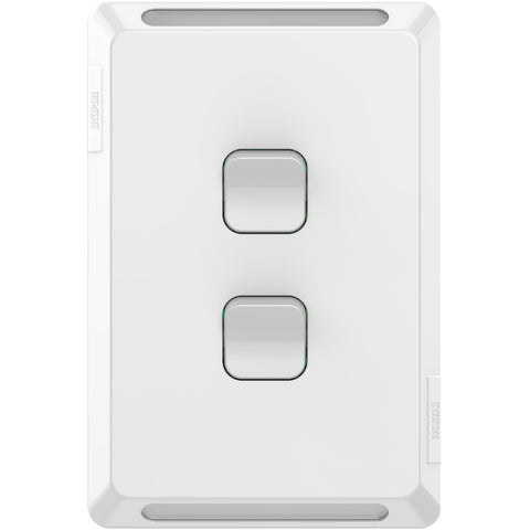 Clipsal Pro Series Gridplate and Skin 2 Gang Vertical/Horizontal Mount Extra Vivid White - P3042VH-XW - ARCK Electrical Wholesale Supplies