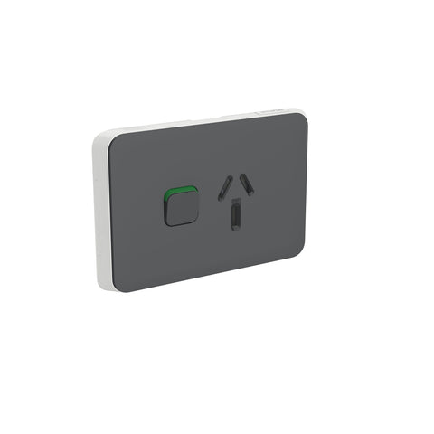 Clipsal Iconic Single Power Point Skin Horizontal Mount 250V 20A Anthracite - 3015/20C-AN - ARCK Electrical Wholesale Supplies