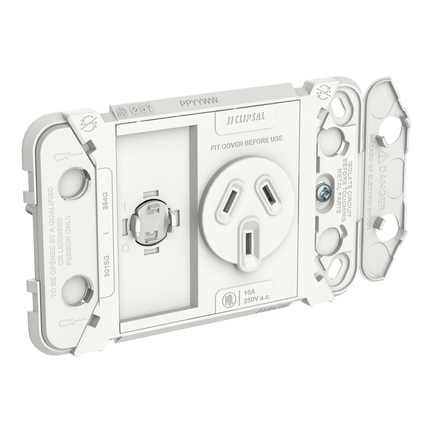 Clipsal Iconic Single Switch Power Point Grid Horizontal Mount 250V 10A - 3015G - ARCK Electrical Wholesale Supplies