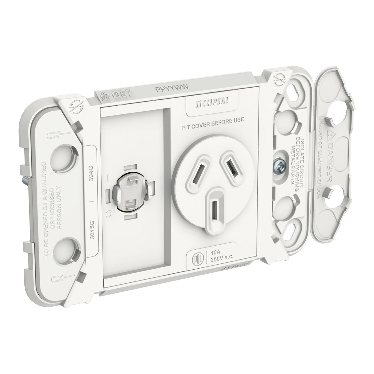 Clipsal Iconic Single Switch Power Point Grid Horizontal Mount 250V 10A - 3015G - ARCK Electrical Wholesale Supplies