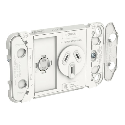 Clipsal Iconic Single Switch Power Point Grid Horizontal Mount 250V 10A - 3015G - ARCK Electrical Wholesale Supplies