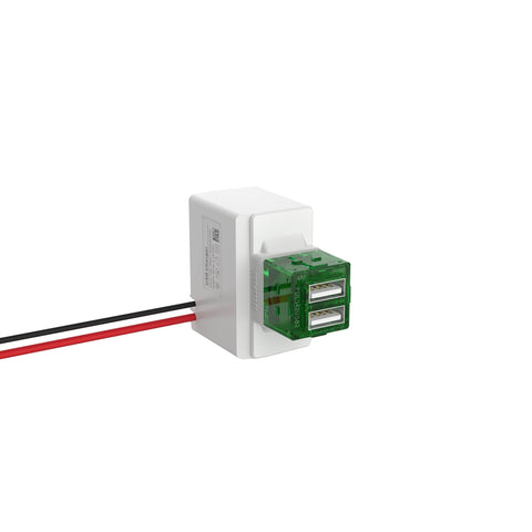 Clipsal Iconic Dual USB Charging Mechanism 3.1 A Horizontal/Vertical Mount Vivid White - 40E2USBM-VW - ARCK Electrical Wholesale Supplies