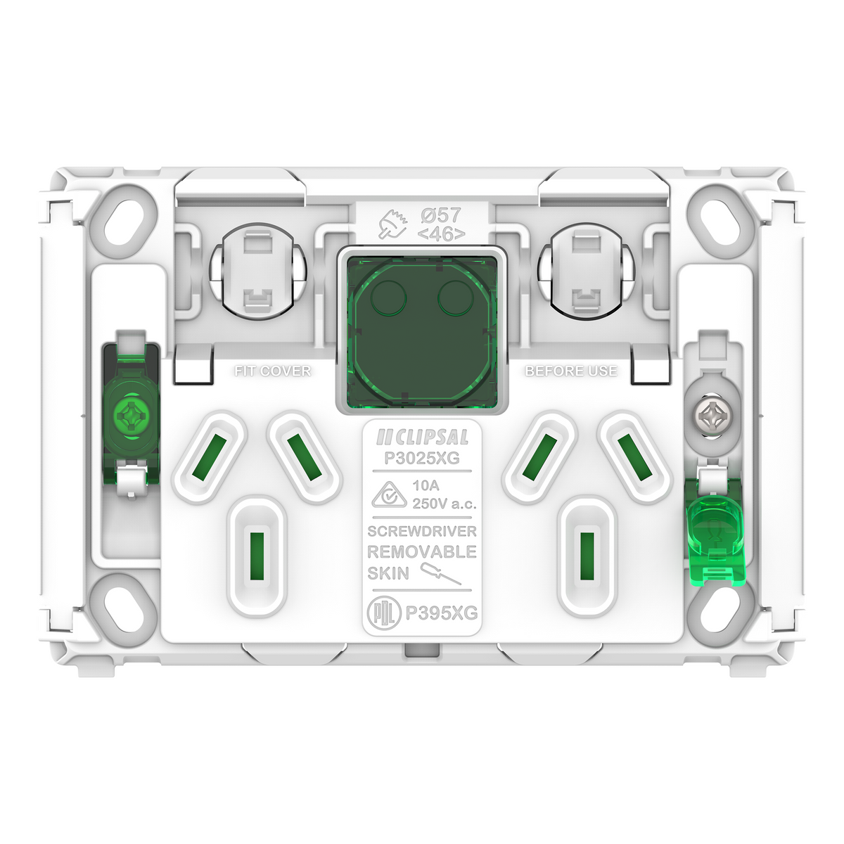 Clipsal Pro Series Twin Power Point Grid Horizontal Mount Power Indicator - P3025PIDG - ARCK Electrical Wholesale Supplies