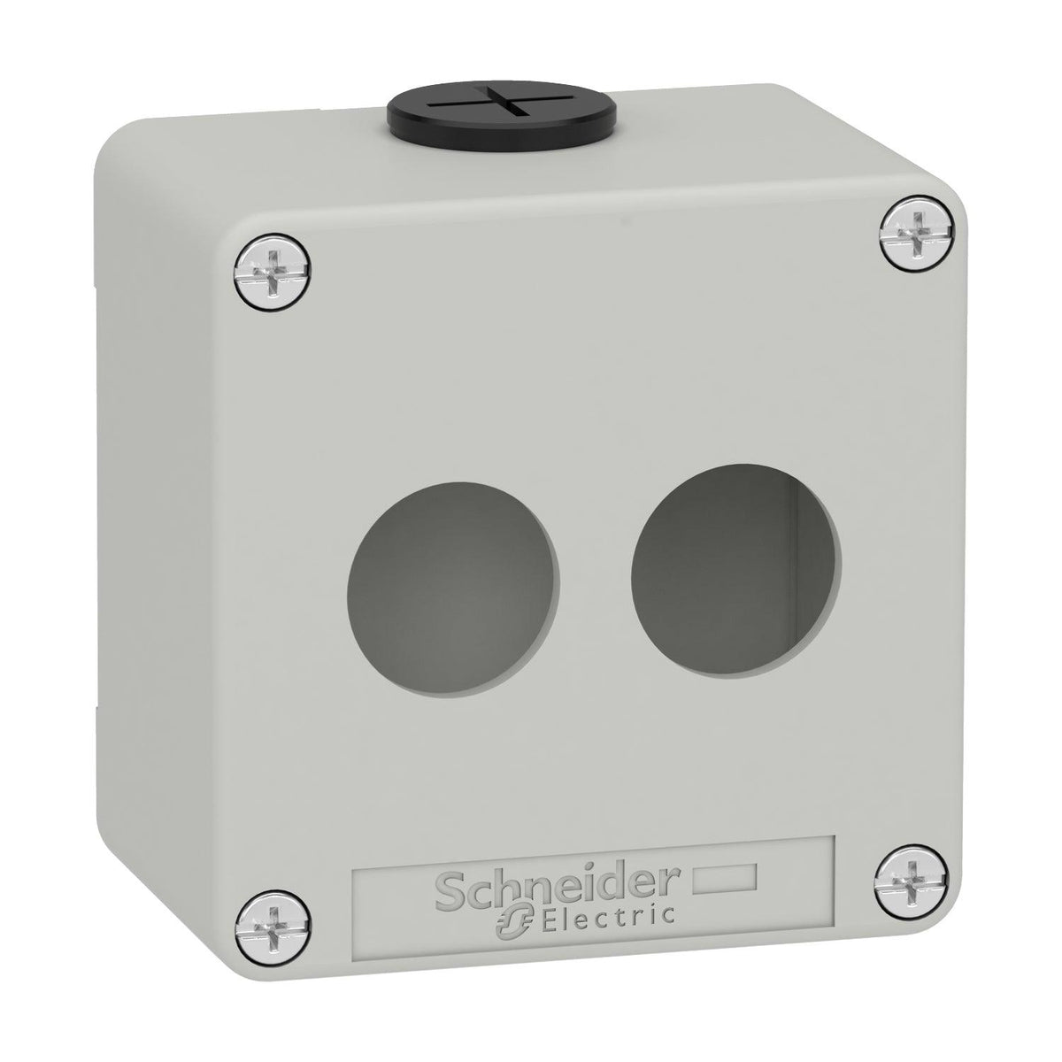 Clipsal Die cast empty control station, Harmony XAP, XB2 SL, zinc alloy, grey, M20, 2 cut outs 22mm, 80x80x51,5mm, UL cULus - XAPD1202