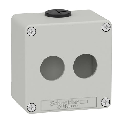 Clipsal Die cast empty control station, Harmony XAP, XB2 SL, zinc alloy, grey, M20, 2 cut outs 22mm, 80x80x51,5mm, UL cULus - XAPD1202