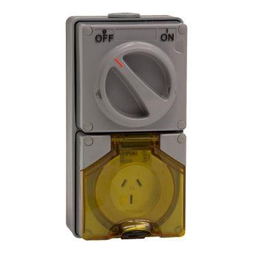 Clipsal 56 Series Flat 3 Pin 15A Switched Socket Grey - 56C315-GY
