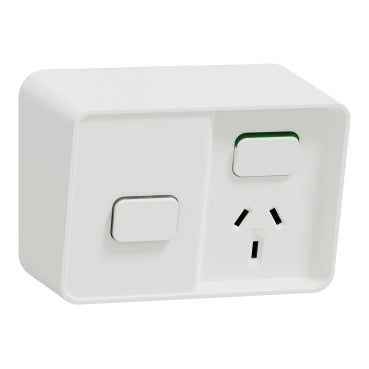 Clipsal Iconic Single Weatherproof Powerpoint 10Amp with Timer White IP54 - O3015T-XW