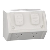 Clipsal Double Weatherproof Powerpoint GPO 15Amp 250V Resistant Grey - WSC227/2/15-RG