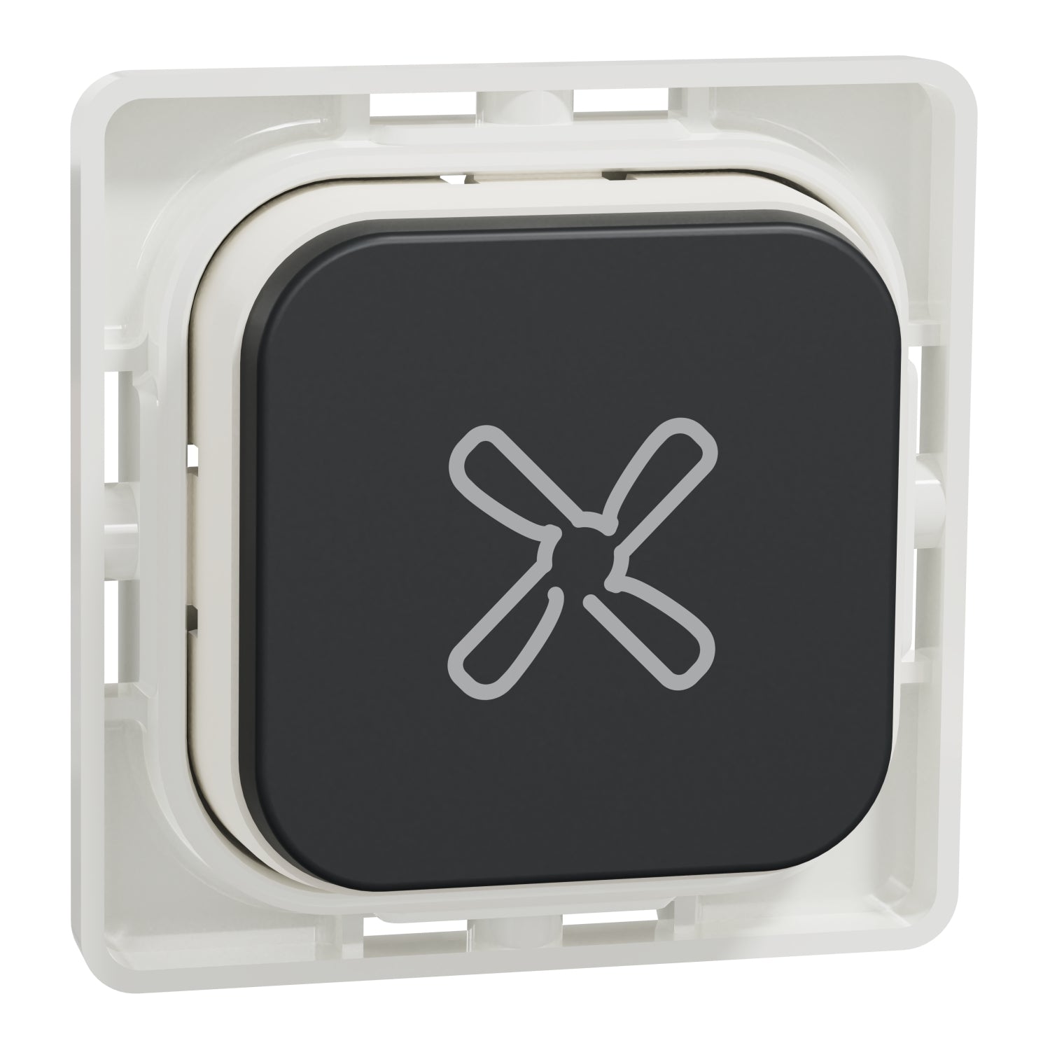 Clipsal Iconic Push Button Assembly Fan Extra Black - 40APBF-XB - ARCK Electrical Wholesale Supplies