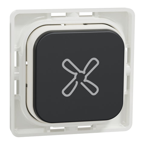 Clipsal Iconic Push Button Assembly Fan Extra Black - 40APBF-XB - ARCK Electrical Wholesale Supplies
