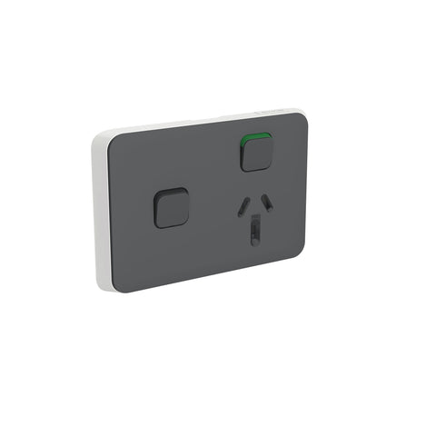 Clipsal Iconic Skin Socket Switch Horizontal Single 1ExBlank 10A Anthracite - 3015XC-AN - ARCK Electrical Wholesale Supplies