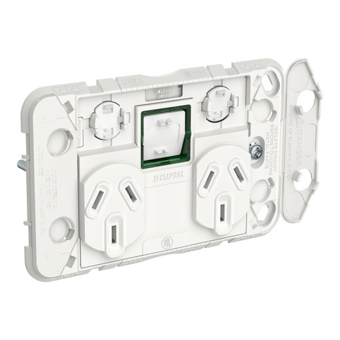 Clipsal Iconic Double Switch Power Point Grid with 1 extra switch - 3025XAG - ARCK Electrical Wholesale Supplies