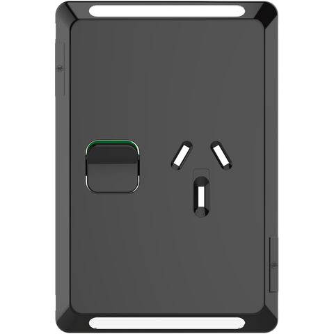 Clipsal Pro Series Single Power Point Skin Vertical Mount 250V 10A Black - P3015VC-BK - ARCK Electrical Wholesale Supplies