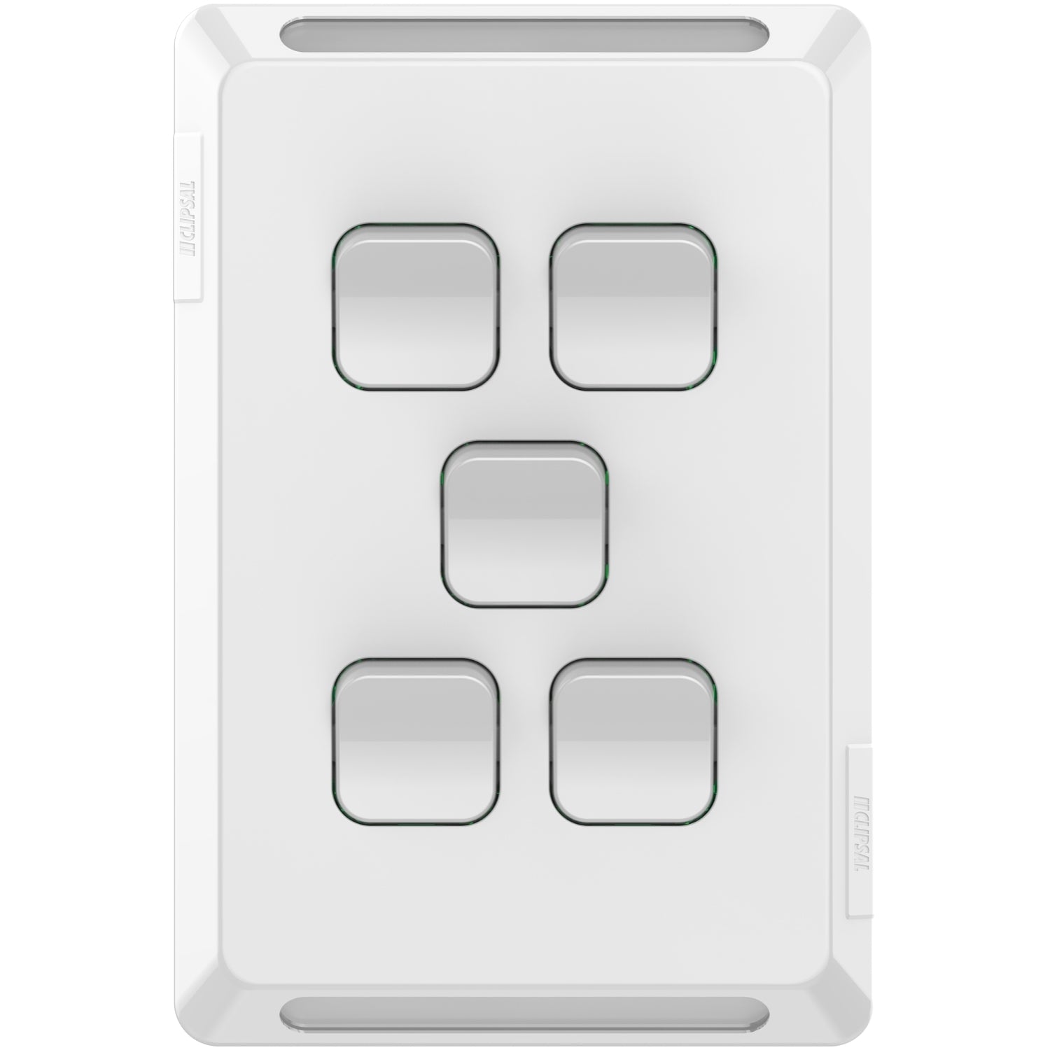 Clipsal Pro Series Flush Switch Vertical Mount 5 Gang 1-Way/2-Way Extra Vivid White - P3045VA-XW - ARCK Electrical Wholesale Supplies