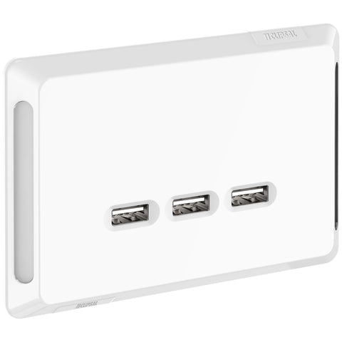 Clipsal Pro Series USB Charging Station 3 Outlet Type A Extra Vivid White - P3043HUSB-XW - ARCK Electrical Wholesale Supplies