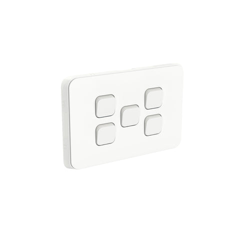 Clipsal Iconic 5 Gang Horizontal Switch 10A White - 3045HA-VW