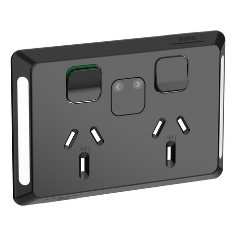 Clipsal Pro Series cover frame 2 switches & 2 sockets 10 A power indicator Black - P3025PIDC-BK - ARCK Electrical Wholesale Supplies