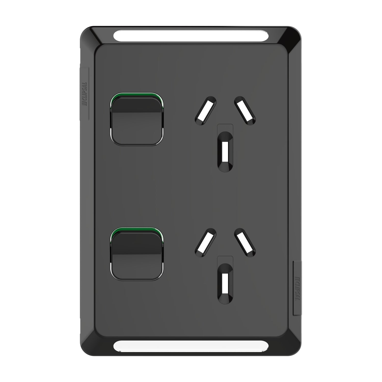 Clipsal Pro Series Twin Power Point Skin Vertical Mount 250V 10A Black - P3025VC-BK - ARCK Electrical Wholesale Supplies