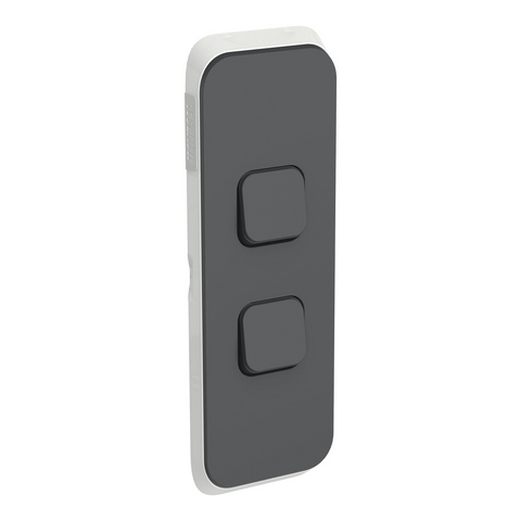 Clipsal Iconic Switch Plate Skin 2 Gang Vertical Mount Clip-On Anthracite - 3042AC-AN - ARCK Electrical Wholesale Supplies