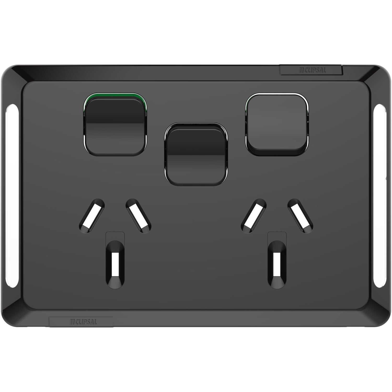 Clipsal Pro Series Twin Power Point Skin Horizontal Mount 1ExBlank 10A Black - P3025XC-BK - ARCK Electrical Wholesale Supplies