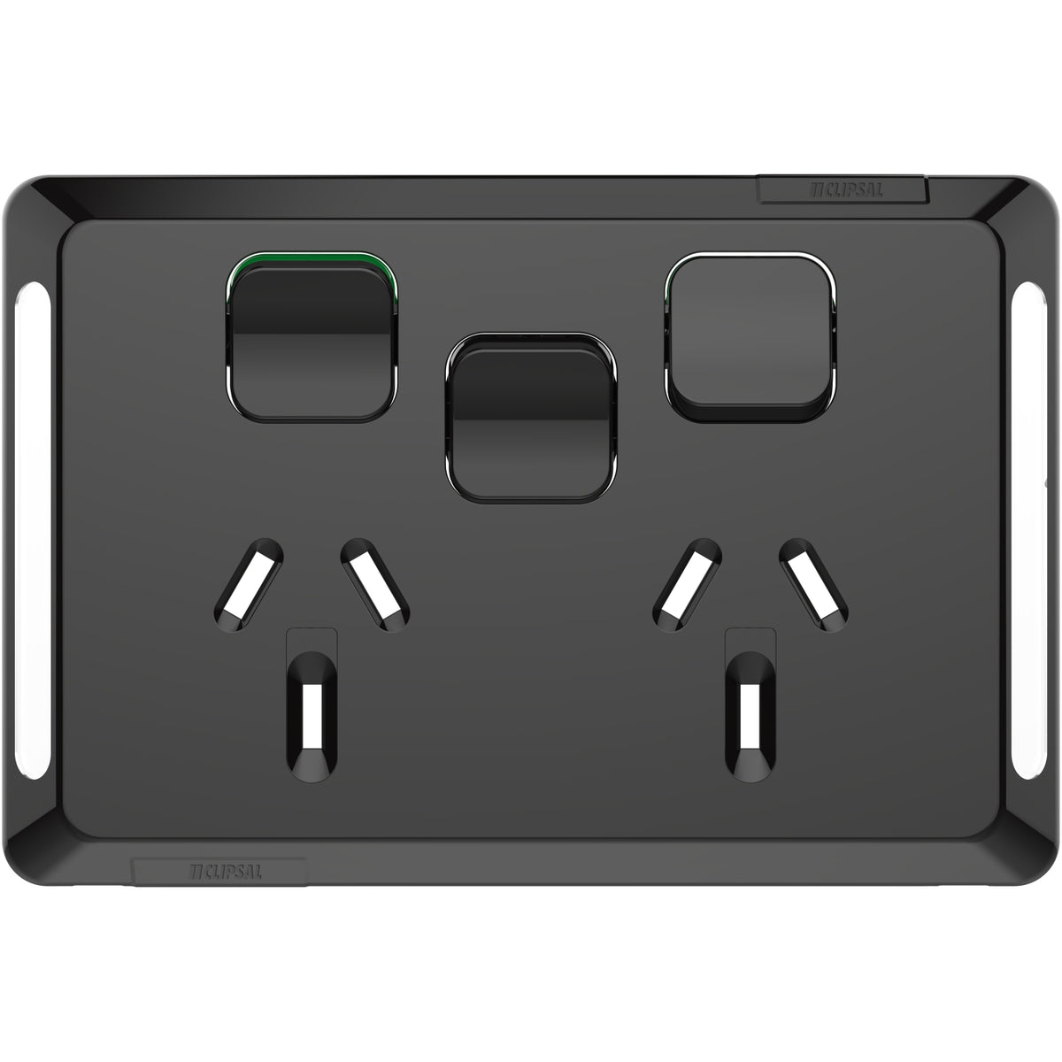 Clipsal Pro Series Twin Power Point Skin Horizontal Mount 1ExBlank 10A Black - P3025XC-BK - ARCK Electrical Wholesale Supplies