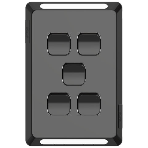 Clipsal Pro Series Switch Plate Skin 5 Gang Horizontal/Vertical Mount Black - P3045C-BK - ARCK Electrical Wholesale Supplies