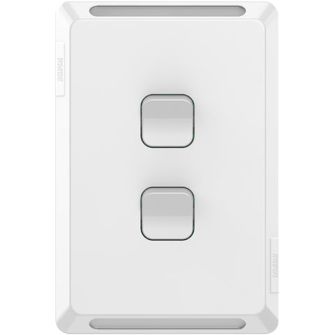 Clipsal Pro Series Flush Switch Vertical Mount 2 Gang 1-Way/2-Way Extra Vivid White - P3042VA-XW - ARCK Electrical Wholesale Supplies