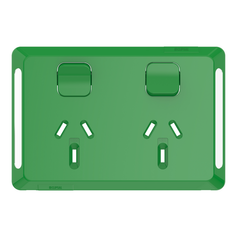 Clipsal Pro Series Twin Power Point Skin Horizontal Mount 250V 10A - P3025C-GR - ARCK Electrical Wholesale Supplies