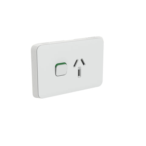 Clipsal Iconic Single Power Point Skin Horizontal Mount 250V 20A Cool Grey - 3015/20C-CY - ARCK Electrical Wholesale Supplies