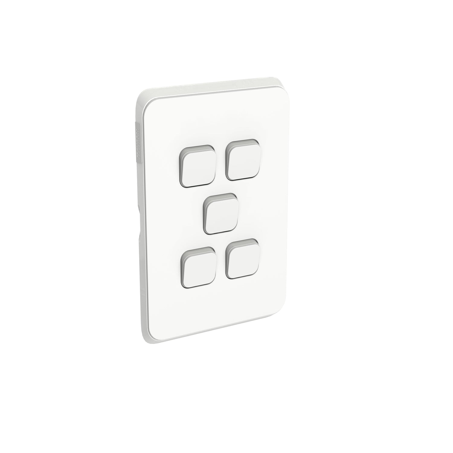 Clipsal 5 Gang ICONIC Vertical Internal Rocker Switch Cover Plate Vivid White   3045C-VW - ARCK Electrical Wholesale Supplies