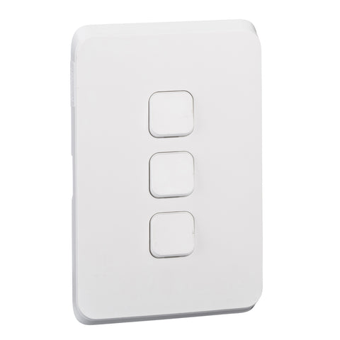 Clipsal Iconic 3 Gang Switch Skin Extra Vivid White - 3043C-XW - ARCK Electrical Wholesale Supplies