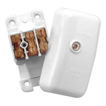 Clipsal 3 Terminal Mini Junction Box With Electrical Connectors - 559/3-WE