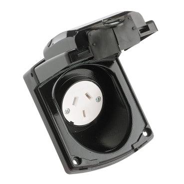 Clipsal 10A Auto Switched Caravan Socket Outlet Black - 415VF-BK