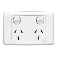 Clipsal Double Power Point GPO 10Amp White 2000 Series - 2025-WE