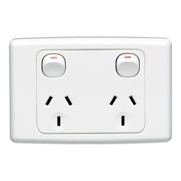 Clipsal Double Power Point GPO 10Amp White 2000 Series - 2025-WE