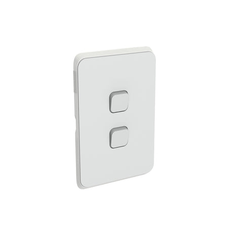Clipsal Iconic Switch Plate Skin 2 Gang Horizontal/Vertical Mount Clip-On Cool Grey - 3042C-CY - ARCK Electrical Wholesale Supplies