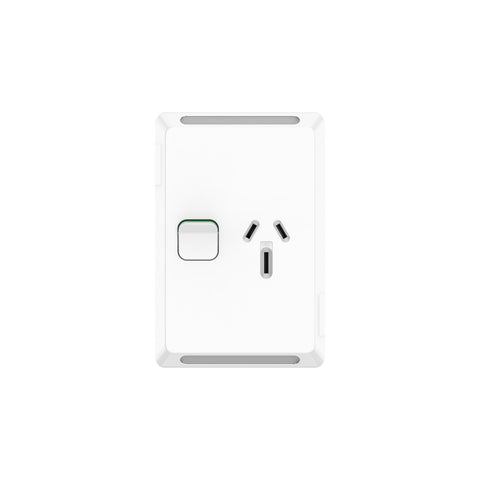 Clipsal Pro Series Single Power Point Vertical Mount 250V 15A Extra Vivid White - P3015V15-XW - ARCK Electrical Wholesale Supplies