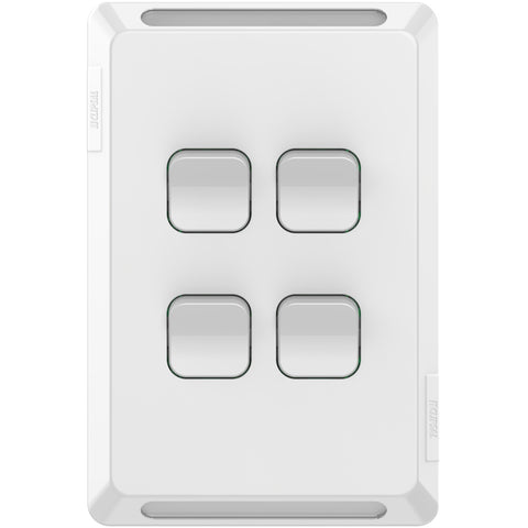 Clipsal Pro Series Gridplate and Skin 4 Gang Vertical/Horizontal Mount Extra Vivid White - P3044VH-XW - ARCK Electrical Wholesale Supplies