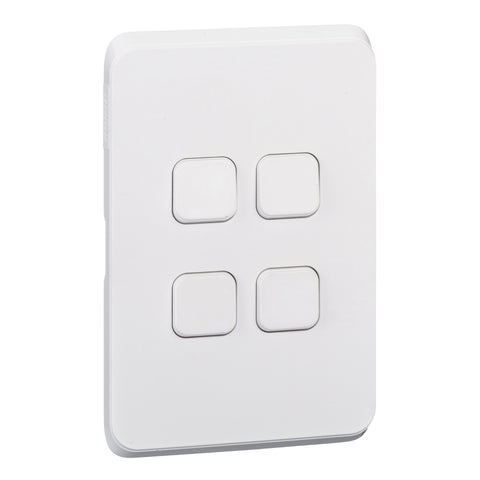 Clipsal Iconic 4 Gang Switch Skin Extra Vivid White - 3044C-XW - ARCK Electrical Wholesale Supplies