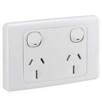 Clipsal 15Amp Double Powerpoint GPO White 2000 Series - 2025/15-WE