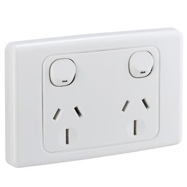Clipsal 15Amp Double Powerpoint GPO White 2000 Series - 2025/15-WE