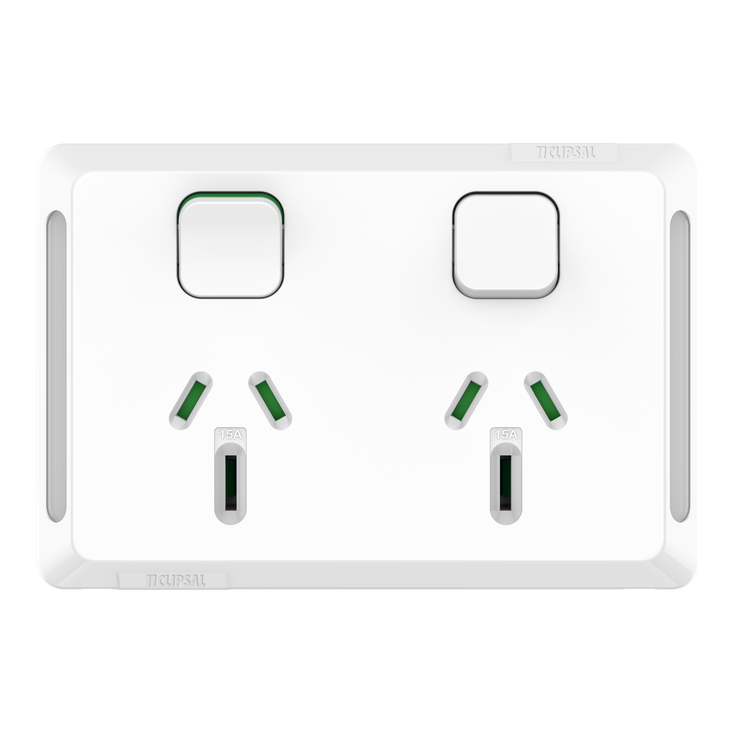 Clipsal Pro Series Twin Power Point Horizontal Mount 250V 15A Extra Vivid White - P3025-15-XW - ARCK Electrical Wholesale Supplies