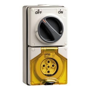 Clipsal 56 Series 3 Pole 5 Round Pin 20A Switched Socket Grey - 56C520-GY