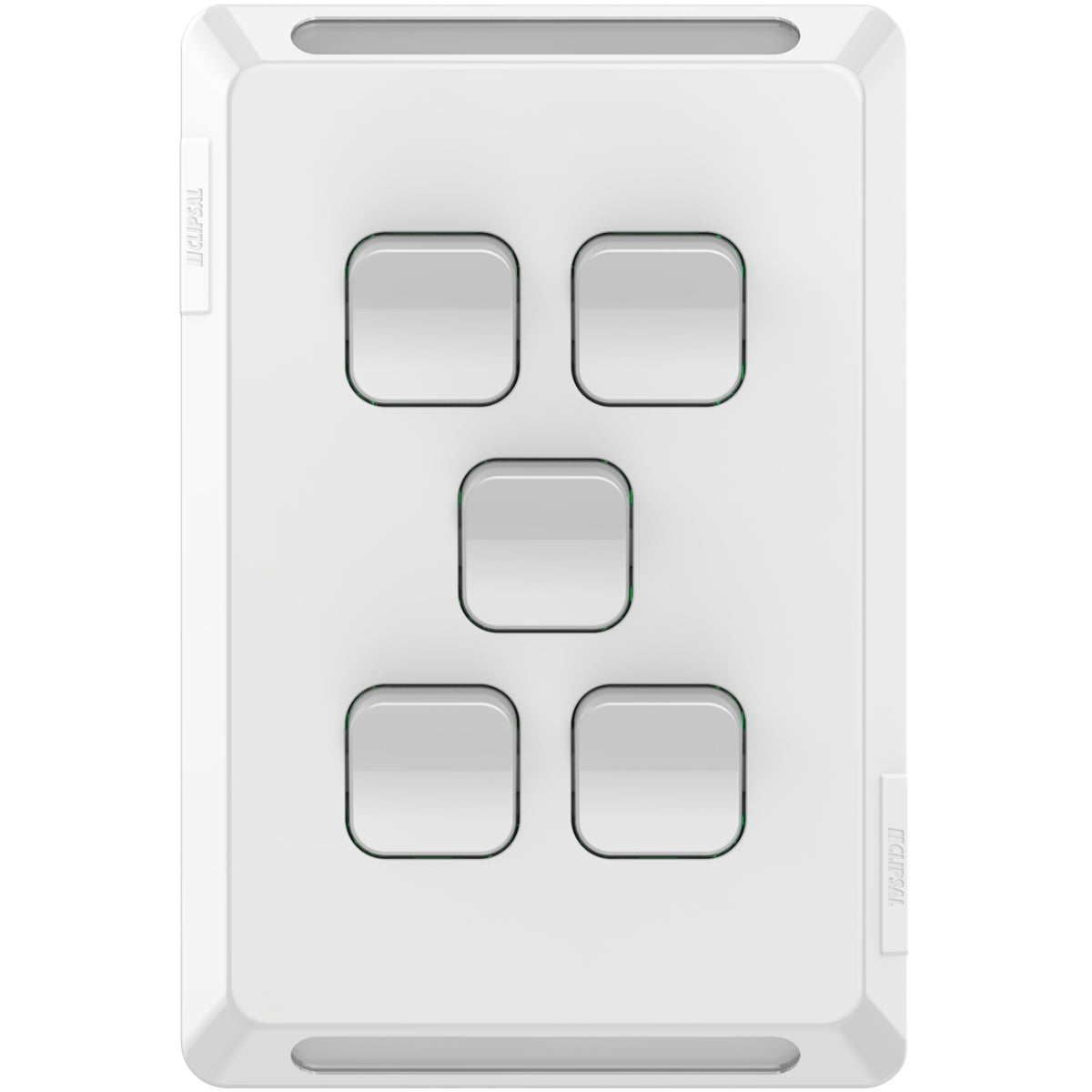 Clipsal Pro Series Gridplate and Skin 5 Gang Vertical/Horizontal Mount Extra Vivid White - P3045VH-XW - ARCK Electrical Wholesale Supplies