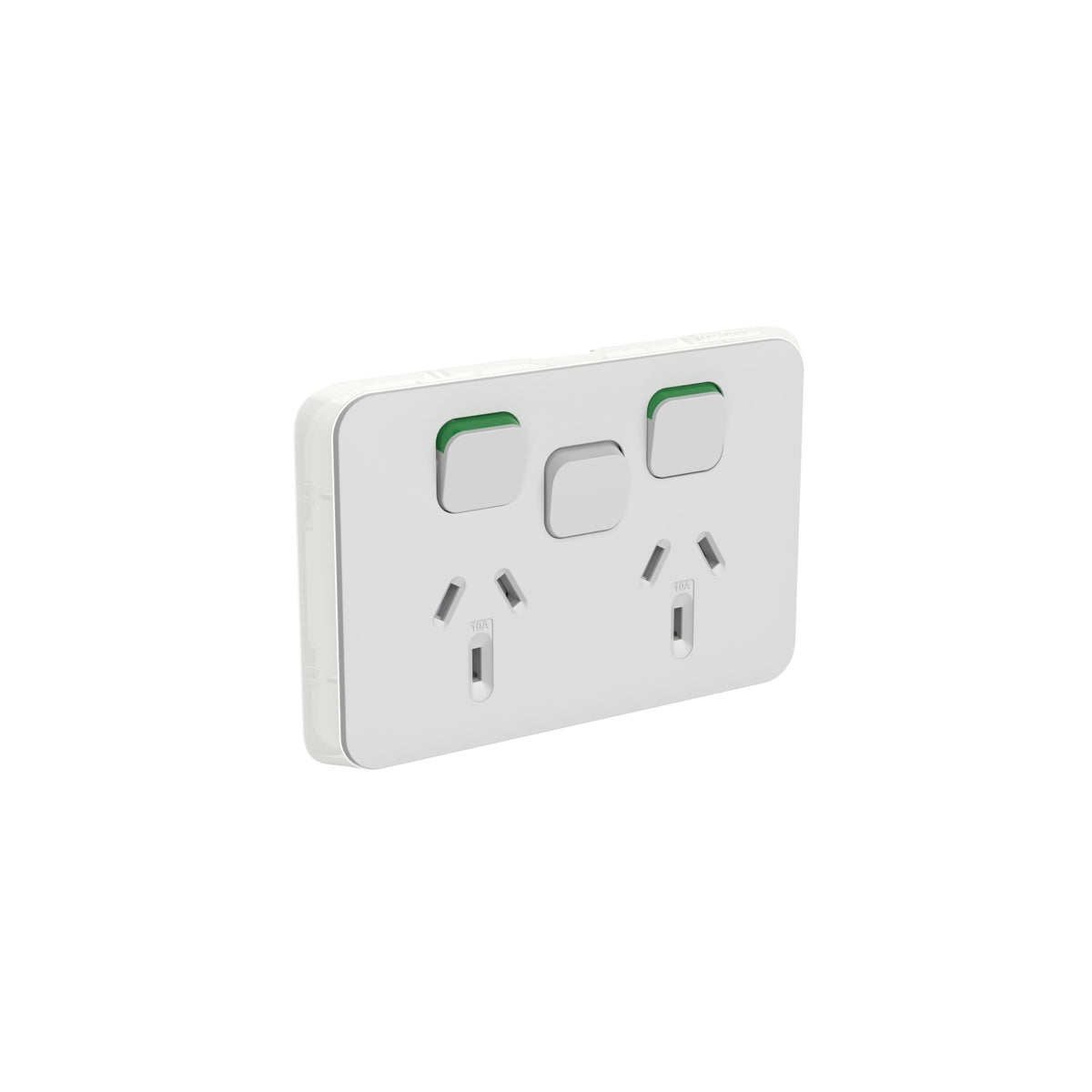 Clipsal Iconic Double Power Point Skin with 1 extra switch Horizontal Cool Grey - 3025XC-CY - ARCK Electrical Wholesale Supplies