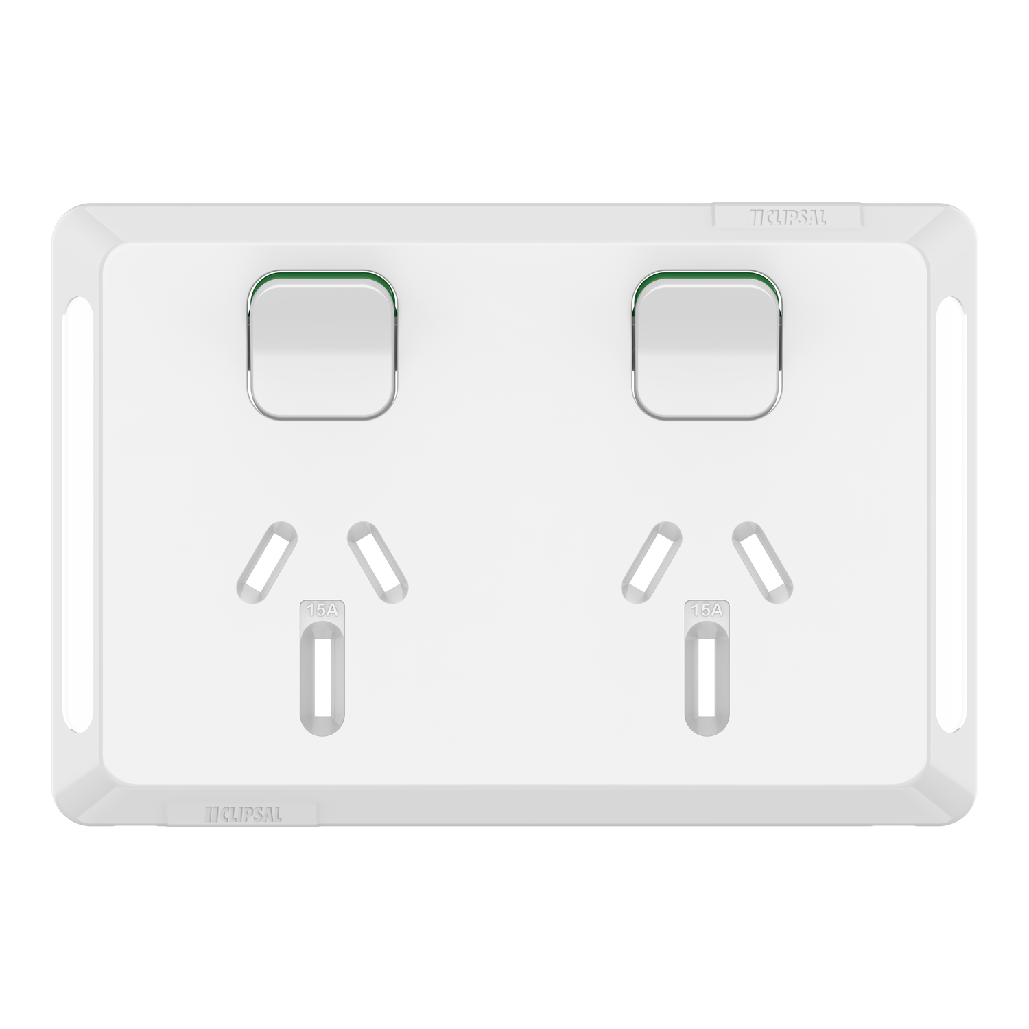 Clipsal Pro Series Twin Power Point Skin Horizontal Mount 250V 15A Extra Vivid White - P3025-15C-XW - ARCK Electrical Wholesale Supplies